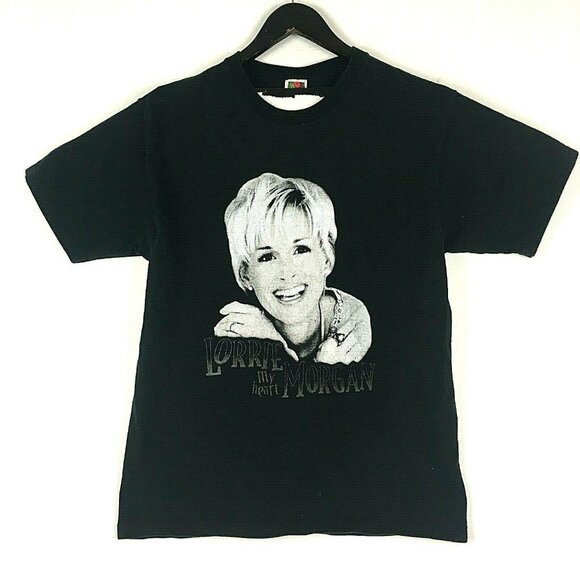 Vtg Lorrie Morgan Black Concert TShirt 1999 My Heart Tour Country Music Medium - Picture 2 of 10
